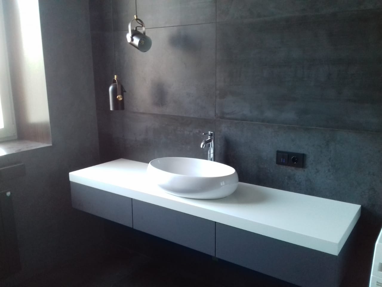 Тумба в ванную Мебель для ванной, раковина под столешницей, искусственный камень